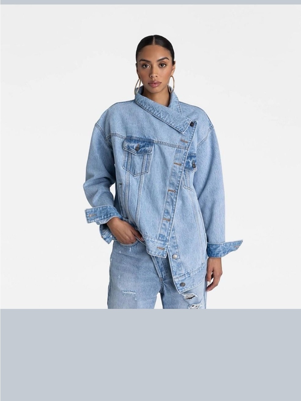 Light Wash Asymmetric Denim Jacket